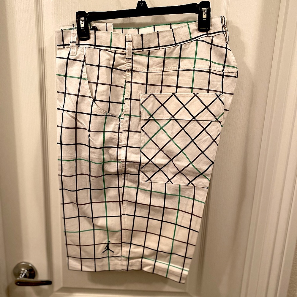 JORDAN LIKE NEW NAVY AND GREEN CHECKERED SHORTS